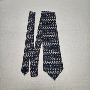 Disney Mickey Mouse Blue Geometric Pattern Necktie 100 Percent Polyester